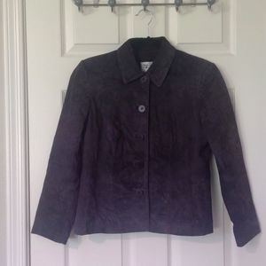 100% Suede Leather Jacket Navy Blue super soft XS/S Petite